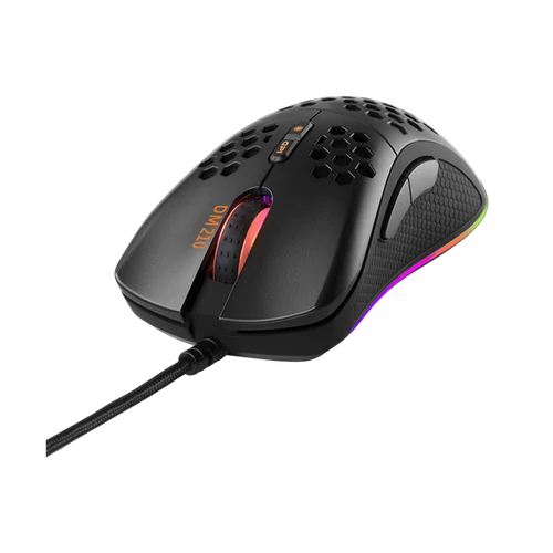 DELTACO GAMING Vezetékes Egér GAM-108, DM210 Ultra-Light Gaming Mouse, 6400 DPI, RGB, Rubber Coated side grips, black