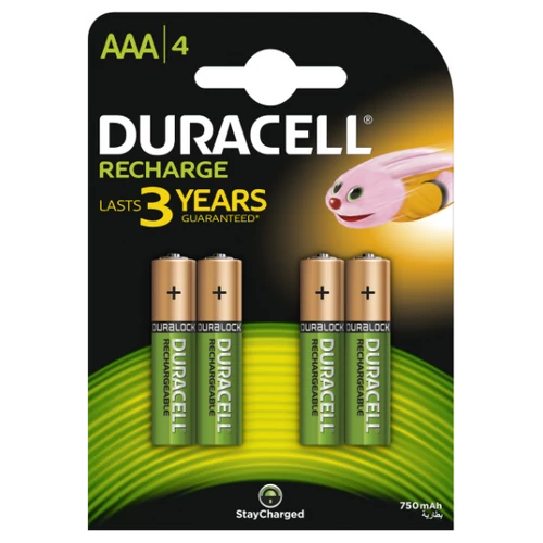 Duracell 4db AAA 750 ujratoltheto elem