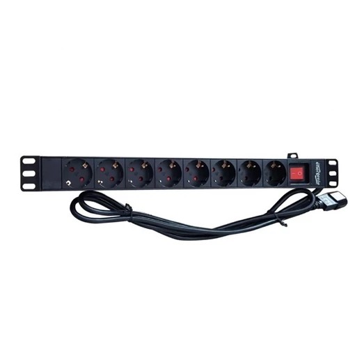 GEMBIRD PDU, Rack Mount (1U), C14, 8x Schuko, 3m