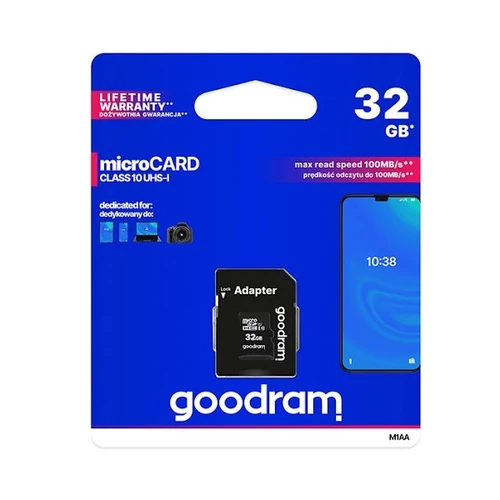 GOODRAM Memóriakártya MicroSDHC 32GB CL10 UHS-I + adapter