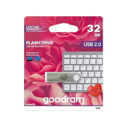 GOODRAM Pendrive 32GB, UUN2 USB 2.0, Szürke (Valentin napos limitált)