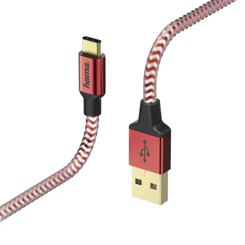 HAMA 178296, ADATKÁBEL USB TYPE-C "REFLECTIVE" 1,5M, PIROS