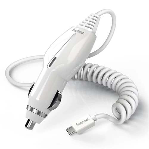 HAMA AUTÓS TÖLTŐ MICRO USB, FEHÉR,1000mA