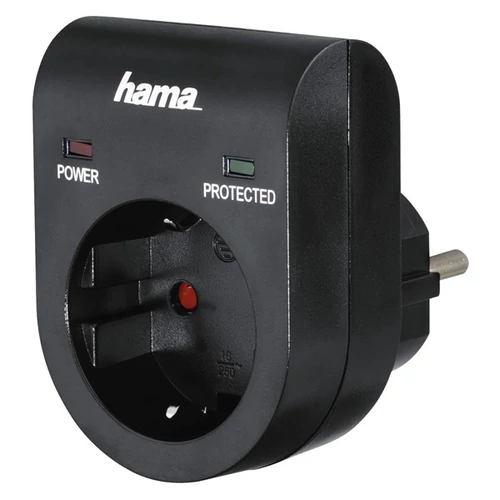 HAMA 108878, HÁLÓZATI TÚLFESZÜLTSÉGVÉDŐ ADAPTER, FEKETE