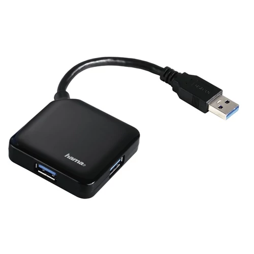 HAMA USB 3.0 HUB, 1:4 BUSPOW. FEKETE