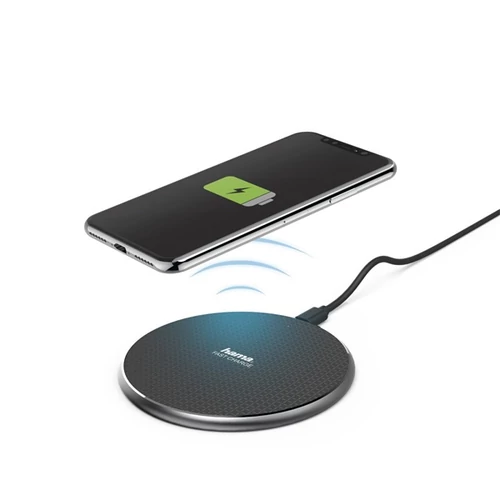 HAMA 188318, VEZETÉK NÉLKÜLI MOBILTELEFON TÖLTŐ "QI-FC10", 10W, FEKETE