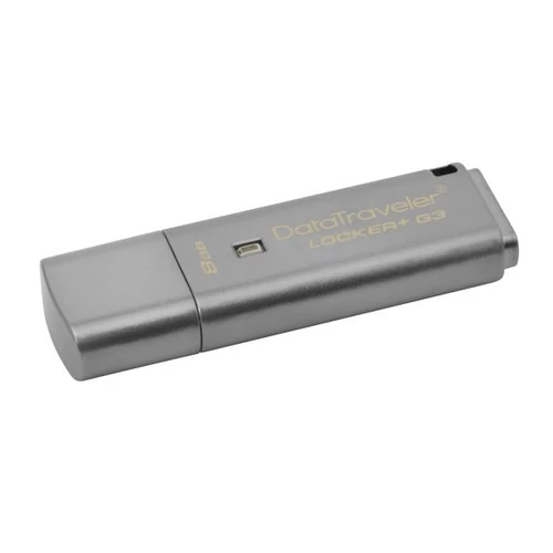 KINGSTON Pendrive 8GB, DT Locker+ G3 USB 3.0, fém, Titkosított (80/10)