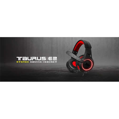 KWG gaming headset TAURUS E2 piros világítás USB+3,5mm jack