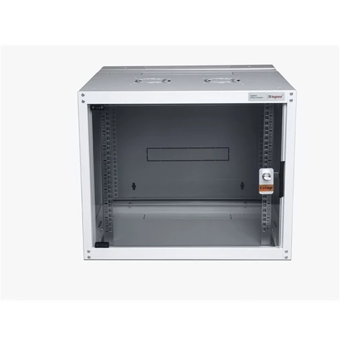 LEGRAND hálózati rack szekrény, 19` 9U SZÉL: 600 MÉLY: 450 MAG: 495 szürke egyrészes, üvegajtós készre szerelt MAX: 65