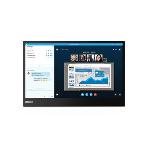 LENOVO Monitor ThinkVision M14, 14" FHD 1920x1080 IPS, 16:9, 700:1, 300 nits, 6ms, 2 x USB Type-C,