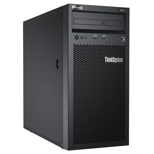 LENOVO torony szerver ThinkSystem ST50 (3.5"). 4C E-2224G 3.5Ghz, 1x8GB, 2x 480GB SSD, Software RAID.