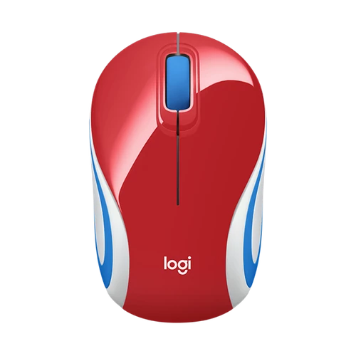 LOGITECH Egér - M187 Vezeték Nélküli Optikai Nano, Piros