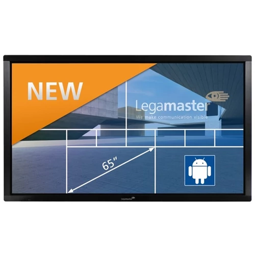 Legamaster Interaktív kijelző, ETX-6510, 65", UHD, multi-touch(32 érintés), HDMI, DP, VGA, USB, RS232, WiFi, LAN