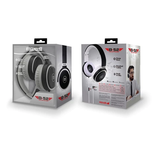 MAXELL Fejhallgató B52 3.5mm Jack, Mikrofon Fekete/fehér