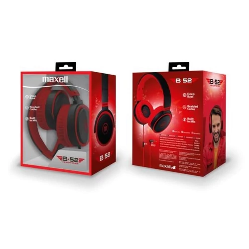 MAXELL Fejhallgató B52 3.5mm Jack, Mikrofon Fekete/piros