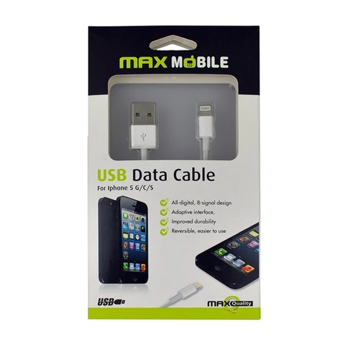 MAX MOBILE Adatkábel Lightning, 1 m, Fehér