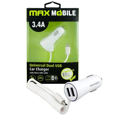 MAX MOBILE Autós Töltő 2xUSB, CC-D016 3,4 A + Micro USB Kábel