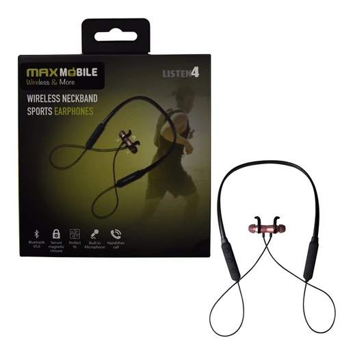 MAX MOBILE Headset Bluetooth DHBT-020 vezték nélküli sport fülhallgató, BT 5.0, Mikrofon, Fekete-Rózsaszín