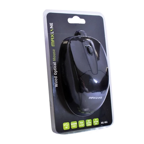 MAX MOBILE Max Line Egér ML-M6 Optikai, 1200dpi, USB, 1,5 m Fekete