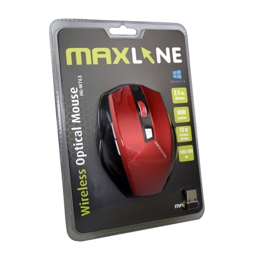 MAX MOBILE Max Line Egér ML-WM763 vezetéknélküli, 1000/1600dpi, 2,4 GHz, Piros