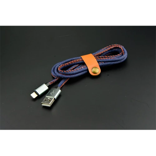 OMEGA adatkábel, USB-C, 2A töltési sebesség, USB 3.0 adatátvitel, 1m, farmer, kék