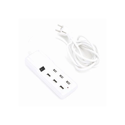 OMEGA családi töltő 6xUSB port W/switch, fehér