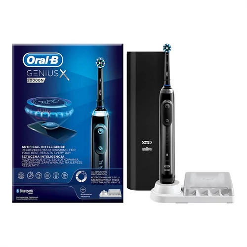 ORAL-B Genius X 20000N Black Elektromos Fogkefe (CrossAction fejjel, prémium pótfejtartóval)