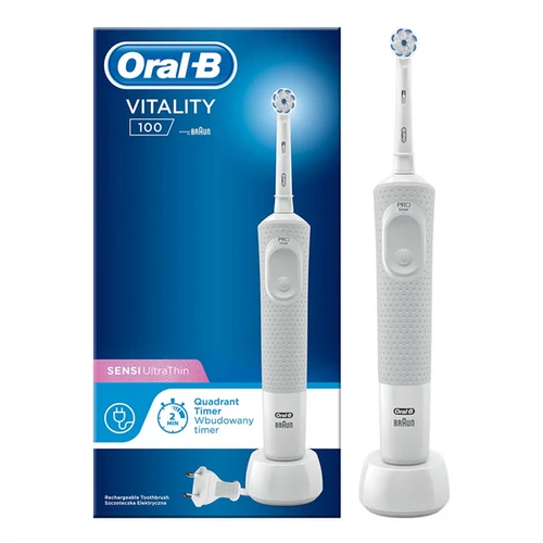 ORAL-B Vitality D100 White Elektromos Fogkefe (Sensi UltraThin fejjel)