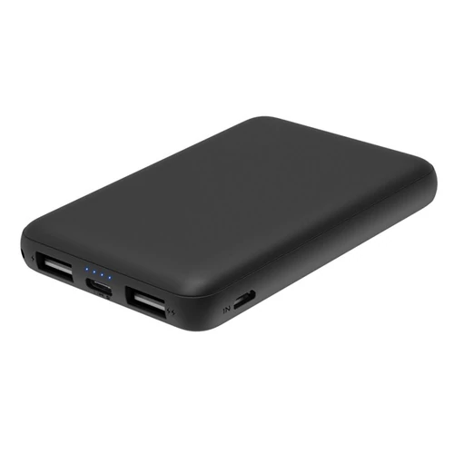 PLATINET Power Bank, 5000mAh, 5.0V, 1A&2.1A, Polymer, fekete +microUSB kábel