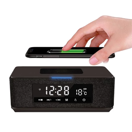 PLATINET hangszóró, DAILY, Bt 4.2+EDR, QI gyorstöltés, NFC, hőmérő, ébresztőóra, rádió, 10W