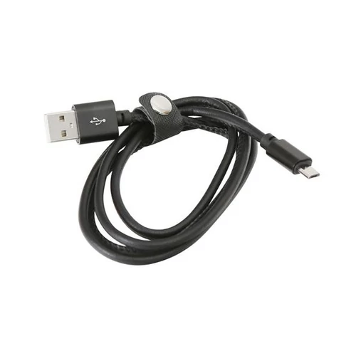 PLATINET kábel MicroUSB, 1m, 2,4A - bőr, fekete