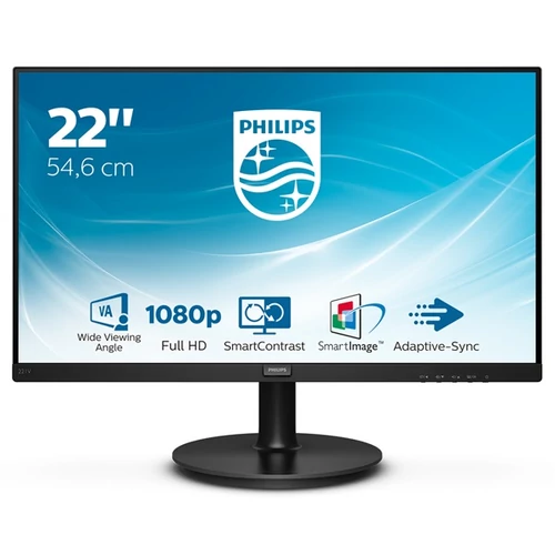 PHILIPS VA monitor 21.5" 221V8A, 1920x1080, 16:9, 250cd/m2, 4ms, VGA/HDMI, hangszóró