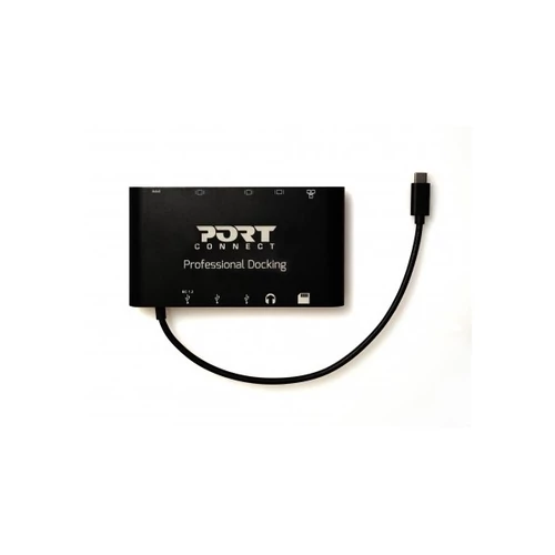 PORT DESIGNS - Dokkoló állomás,TYPE C TRAVEL 1 X 4K  ++1VGA, 1HDMI, 1 miniDP, 3xUSB-A, 1x USB-C, RJ45, SD/MMC&Micro SD