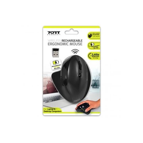 PORT DESIGNS RIGHT HANDED BLUETOOTH® WIRELESS & RECHARGEABLE ERGONOMIC MOUSE