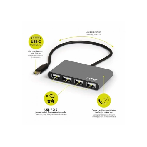 Port Designs-Port Connect USB-C HUB, 4xUSB