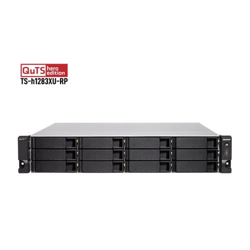 QNAP NAS 12 fiókos TS-H1283XU-RP-E2236-128G Xeon 6x3.4Ghz, 128GB RAM, 4x100/1000, 2x10GbE SFP+, 4xType-A, 2xType-C USB3.