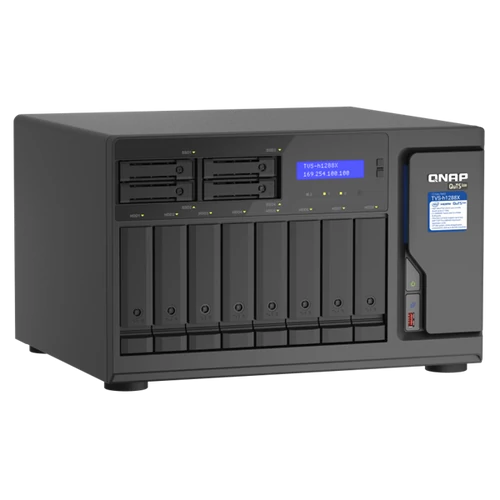 QNAP NAS 12 fiókos TVS-h1288X-W1250-16G XEON 6x3,3GHz, 2x8GB RAM, 4x2.5G/1G/100M,  2 x 10GBASE-T (10G/1G)
