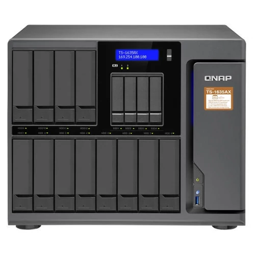 QNAP NAS 16 fiókos TS-1635AX-8G 4x1.6 GHz, 8GB RAM, 2x100/1000,  2 x 10GbE SFP+, 3xUSB3.2