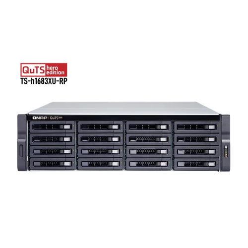 QNAP NAS 16 fiókos TS-h1683XU-RP-E2236-128G XEON 6x3,4GHz, 4x32GB RAM, 4x1000/100, 2x10GbE SFP+ SmartNIC port, 2x10GBase