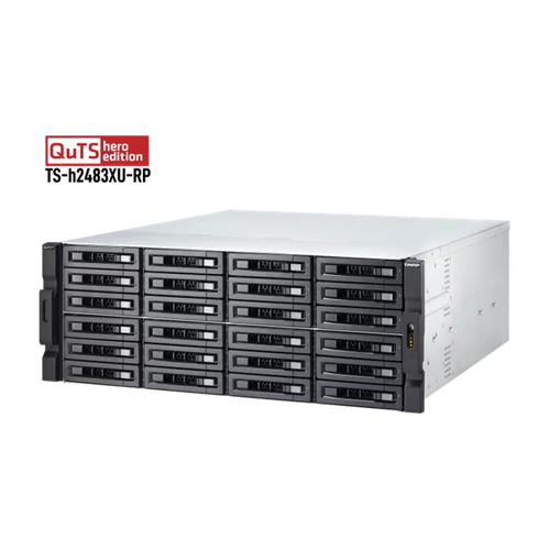 QNAP NAS 24 fiókos TS-h2483XU-RP-E2236-128G XEON 6x3,4GHz, 4x32GB RAM, 4x1000/100, 2x10GbE SFP+ SmartNIC port, 2x10GBase