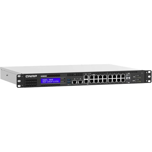 QNAP Smart Edge PoE Switch QGD-1602P-C3758-16G, Atom® C3758 8x2,2GHz, 16GB RAM,  8x1GbE, 8x2.5GbE, 2x10GbE SFP+