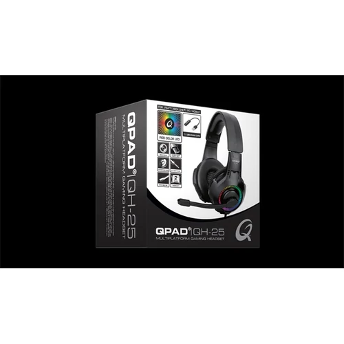 QPAD QH-25 Gamer fejhallgató mikrofonnal RGB, 7.1, 3,5 mm jack/USB