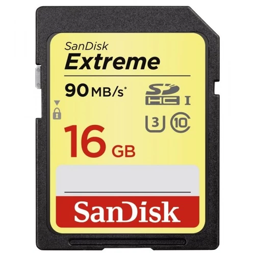 SANDISK Memóriakártya 139747, SanDisk SDHC Extreme kártya 16 GB, Class 10, UHS-I, U3, 90MB/sec.