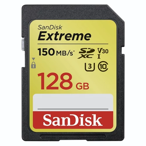 SANDISK Memóriakártya 183525, SDXC EXTREME KÁRTYA 128GB, 150MB/s V30 UHS-I U3