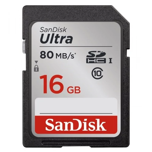 SANDISK Memóriakártya 139766, SDHC Ultra kártya 16 GB, Class 10, UHS-I, 80MB/sec.