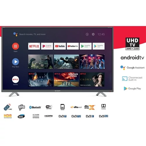 SHARP 43" 4K ULTRA HD ANDROID TV™ 43BL2EA (3840x2160, 3xHDMI/HDMI-ARC/3xUSB/LAN/WiFi/Bluetooth/Micsro SD)