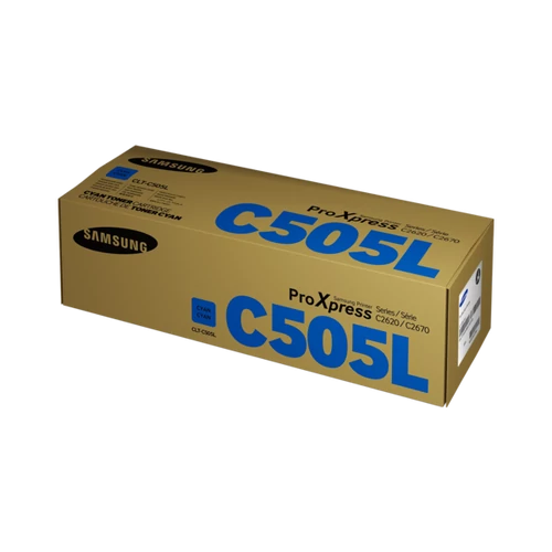 SAMSUNG CLT-C505L; Nagykapacitású Cián toner SL-C2620DW/SL-C2670FW típusú színes lézernyomtatóhoz és MFP-hez (3500 lap)
