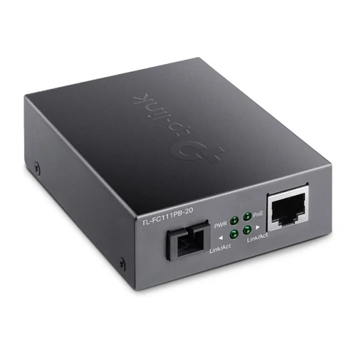 TP-LINK Optikai Media Konverter WDM 100(réz POE)-100FX(SC) Single mód, TL-FC111PB-20