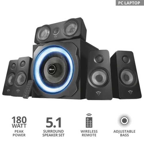TRUST 5.1 térhatású hangszórórendszer 21738 (GXT 658 Tytan 5.1 Surround Speaker System)
