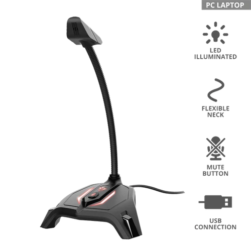 TRUST Gaming LED-es világítású USB mikrofon 23800, GXT 215 Zabi LED-Illuminated USB Gaming Microphone